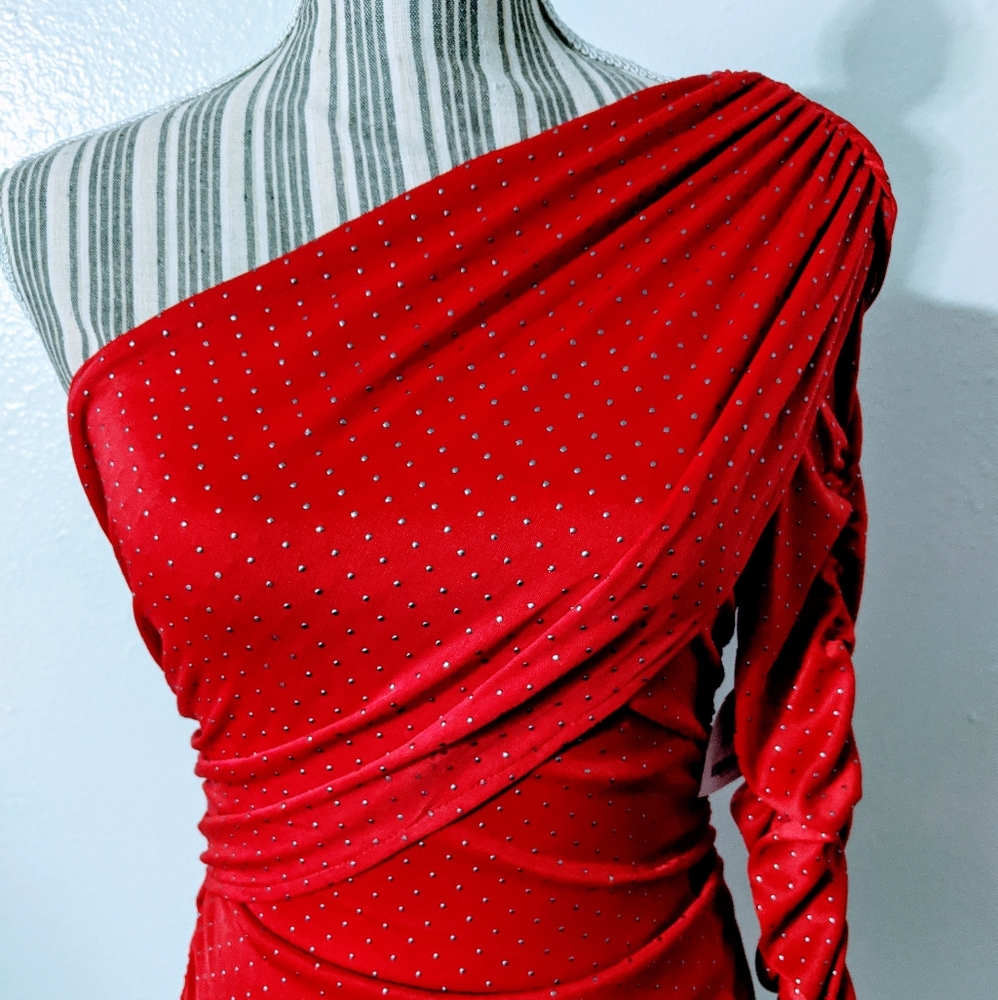 One shoulder sequin mini dress